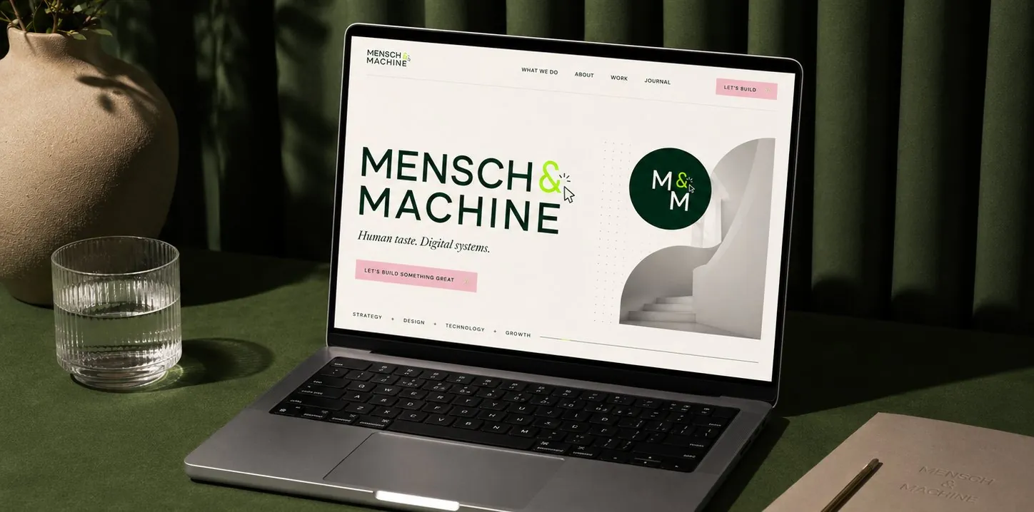 Mensch and Machine website design shown on screen